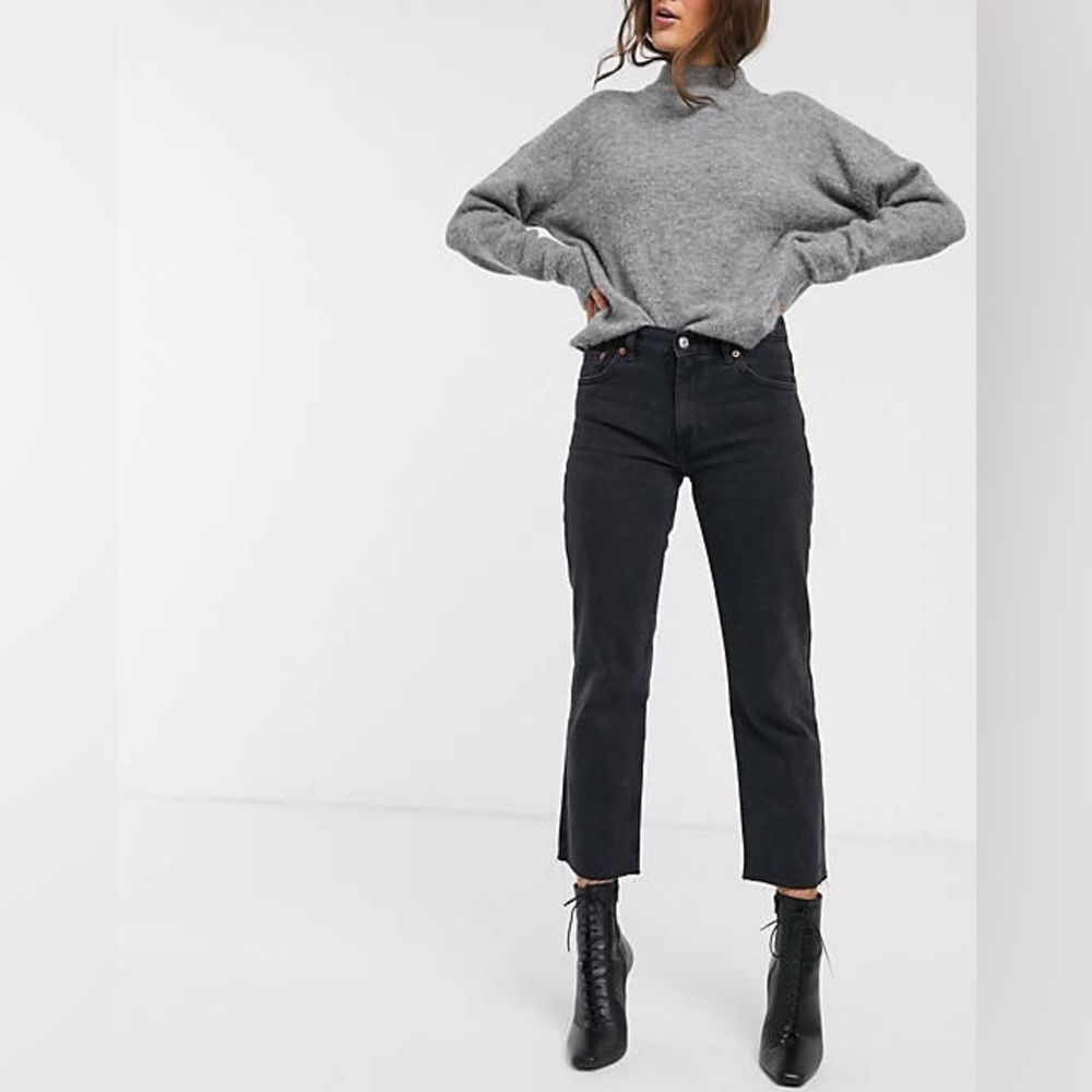 Mango High Rise Black Jeans